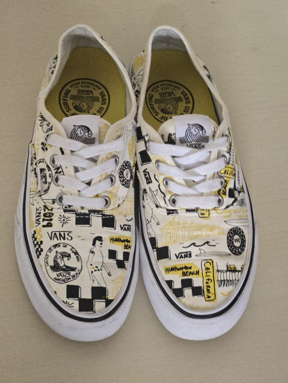 Vans Sneakers - US Open of Surfing 2019 - Yellow Black Graphic - Size M6 W7.5